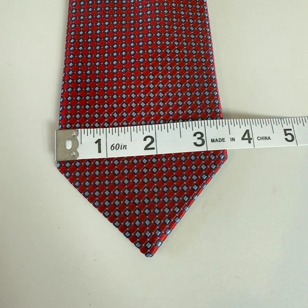 Nautica Men's Silk Tie Navy Blue Red Geometric Print